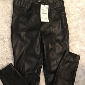 Zara black faux leather leggings